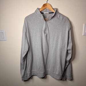 Peter Millar Cotton Quarter Zip Sweater Men's XXL Grey Preppy Classic